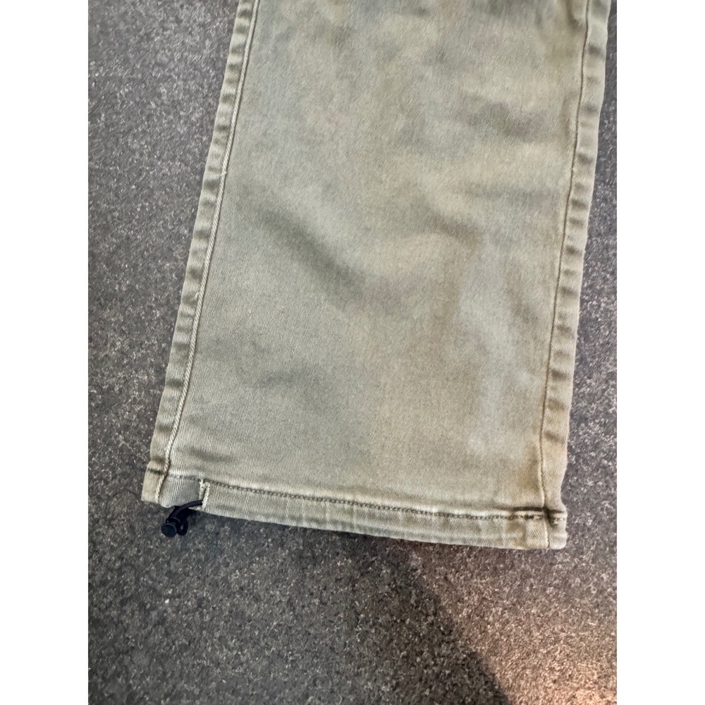 Mica Denim Women Olive Green Cropped Utility Cargo Pants Bungee Hem Size 26 - Picture 3 of 7
